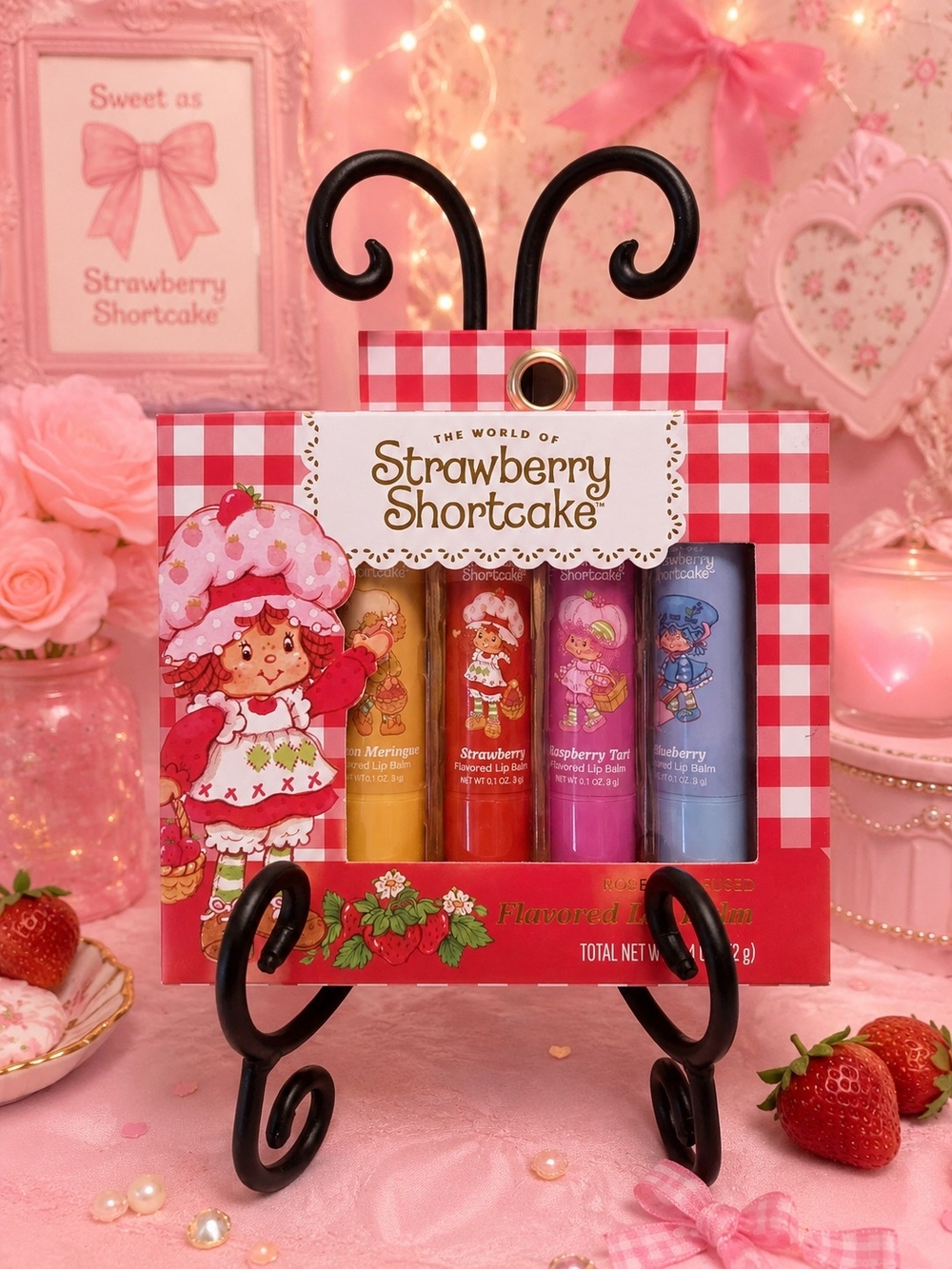 Strawberry Shortcake 4 Piece Scented Lip Balm Set NIB NEW